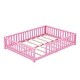 preview thumbnail 9 of 7, Queen Size Bed Floor Bed with Safety Guardrails and Door for Kids