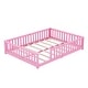 preview thumbnail 108 of 106, Twin/Full/Queen Size Floor Bed with Safety Guardrails for Kids, Wood Montessori Bedframe w/ Door, Children's Noiseless Beds
