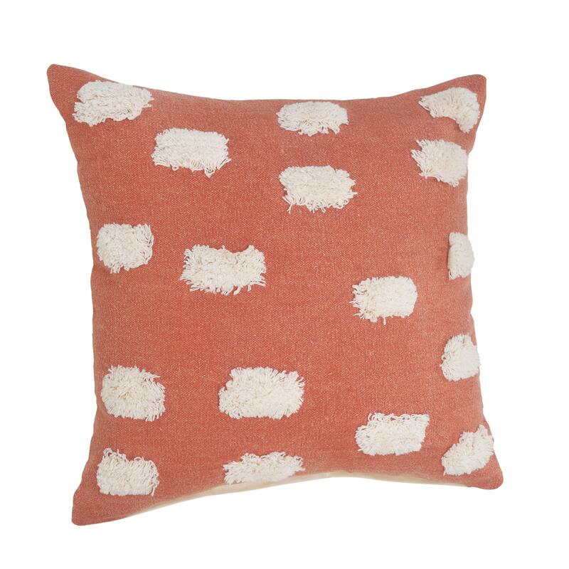 HomeRoots 20" X 20" Orange And White 100% Cotton Zippered Pillow