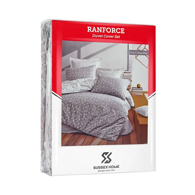 SUSSEXHOME Gray Connections Full Size Duvet Cover Set,Hypoallergenic
