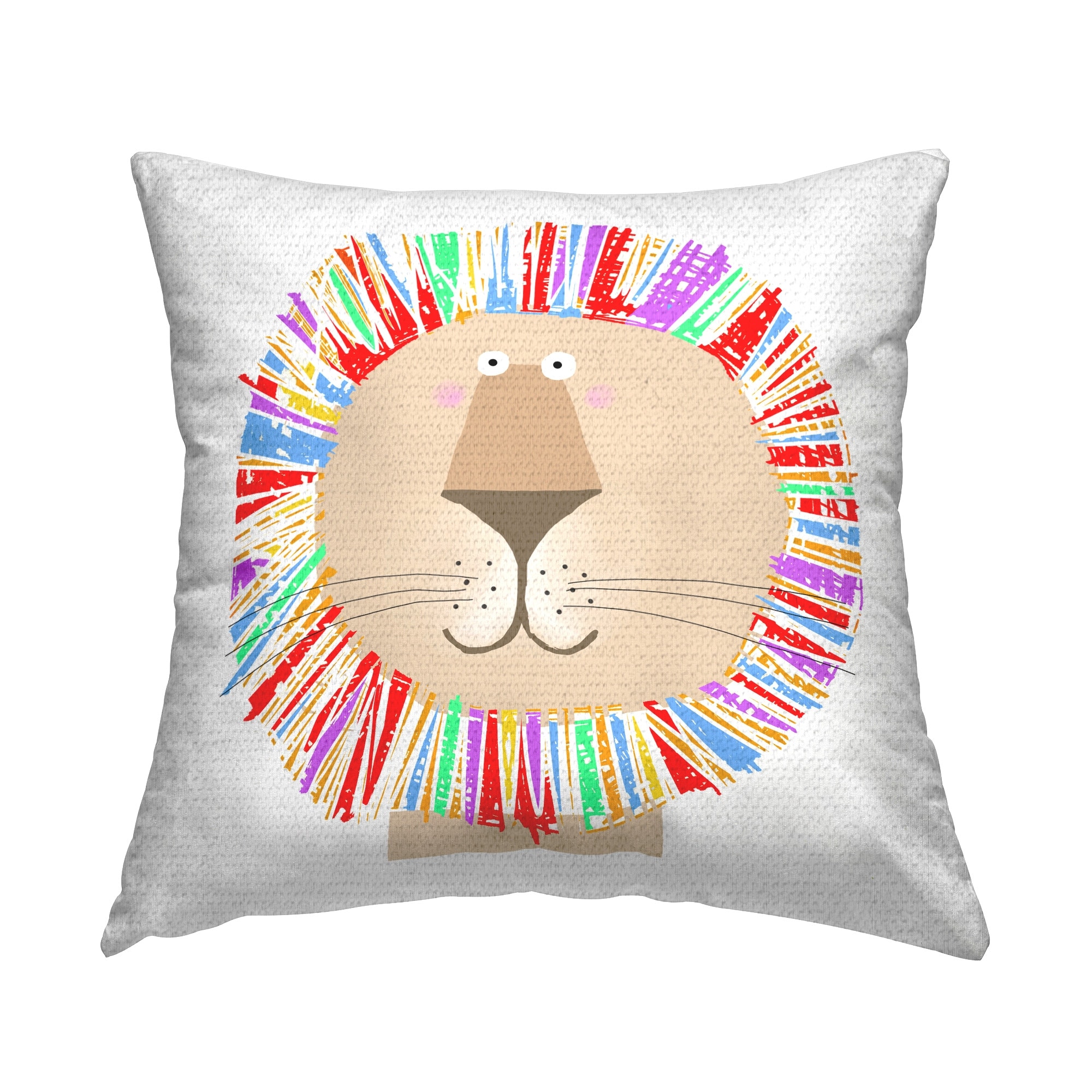 Stupell Smiling Rainbow Lion Printed Outdoor Throw Pillow Design by Carla Daly