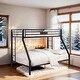 preview thumbnail 2 of 6, Stylish Twin XL Over Queen Bunk Bed with Sturdy Metal Frame, Slat System, Full-Length Guardrail, and Double Ladder, Black
