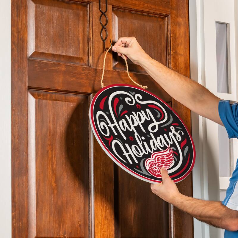Detroit Red Wings 18" x 18" Happy Holidays Door Décor Wall Sign - 18" x 18"