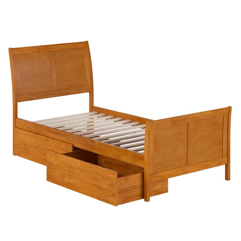 AFI Portland Solid Wood Platform Bed with Matching Footboard and Storage Drawers