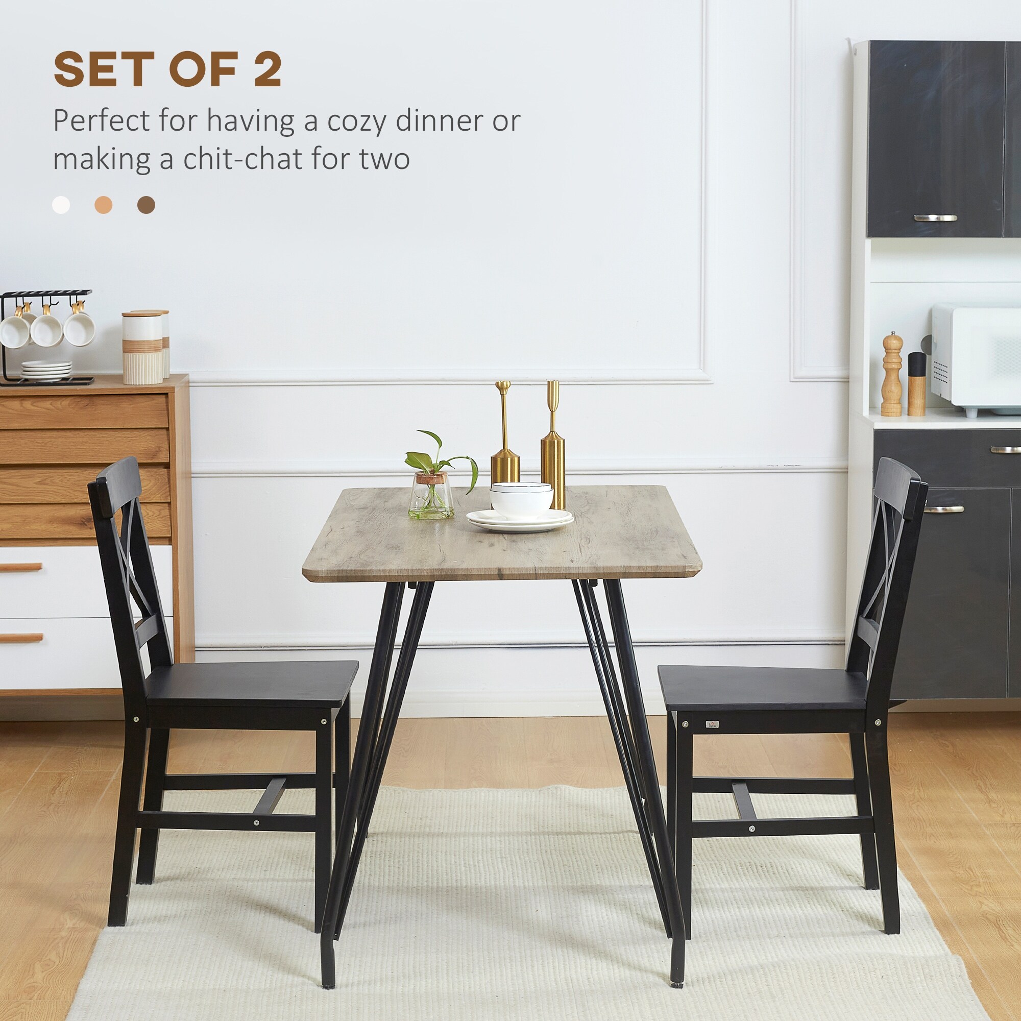 Black kitchen chairs set of 2025 2