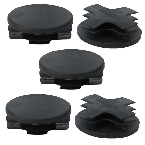 5pcs 38mm OD Plastic Round Tube Insert Ribbed Pipe Cover Caps Black Table Floor Protector, 1.38"-1.46" Inner Dia