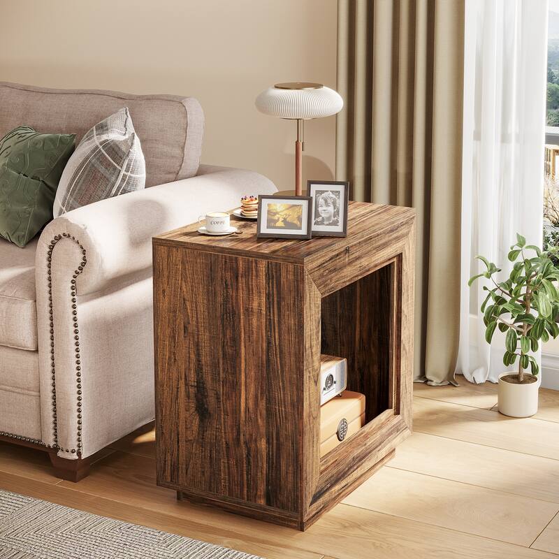 23.62-inch Rectangular Farmhouse Wood Side End Table for Living Room