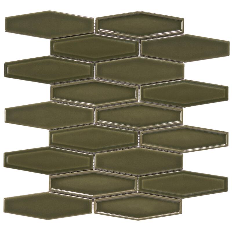 Honeycomb 1.5" x 4.9" Glossy Porcelain Mosaic Tile - 5 sheets (3.85 sf) - Green