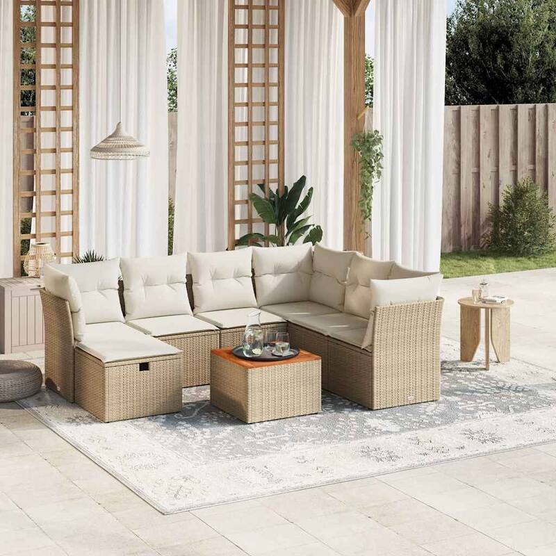 vidaXL Garden Sofa Set Beige/Black/Grey - Beige and cream form2