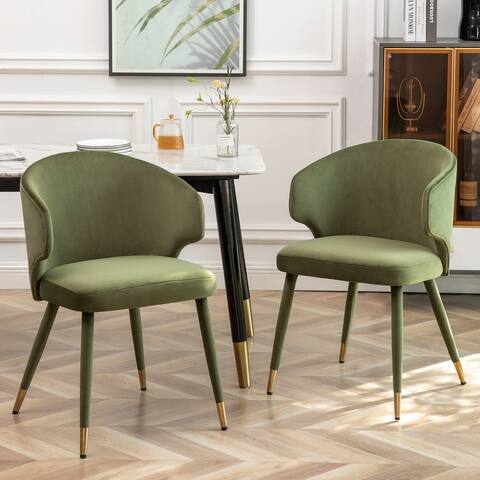 Porthos Home Ryn Velvet Upholstered Dining Chairs with Gold Trim, Set of 2