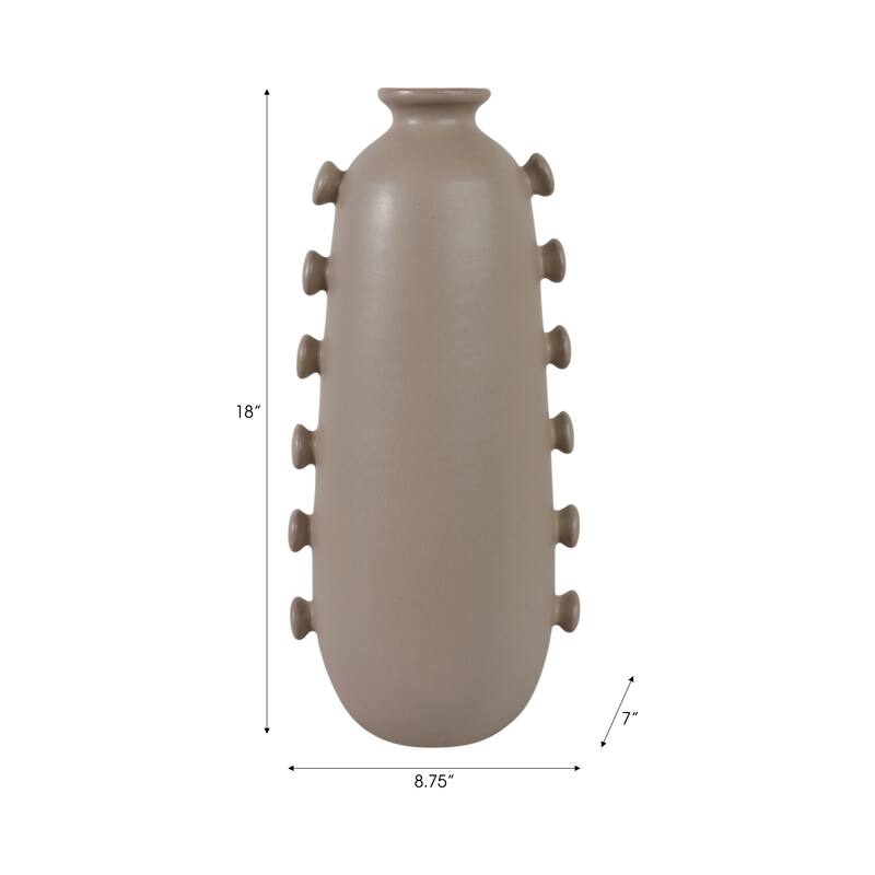 Stoneware Vase Unique Artistic Side Detailing Contemporary Home Decor