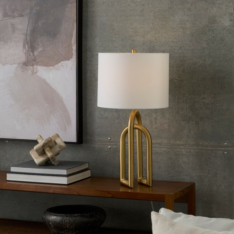 Nourison 23" Metal Interlock Modern Table Lamp - Gold