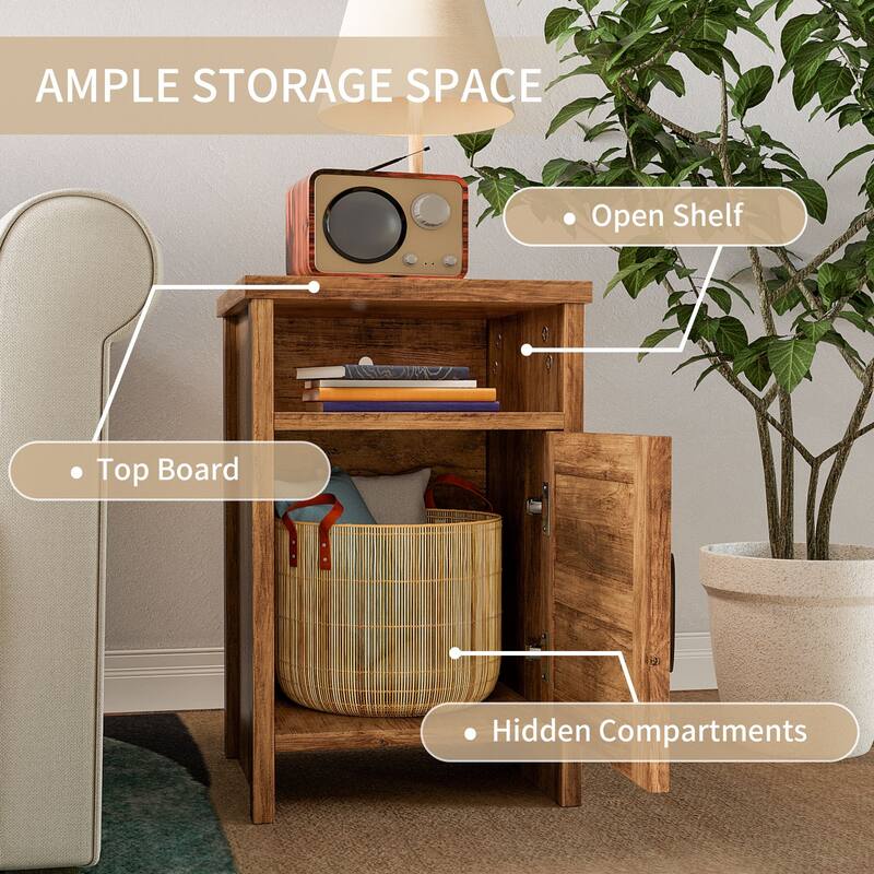 Furniwell Nightstand with Storage Shelves Side Table End Table for Bedroom Living Room