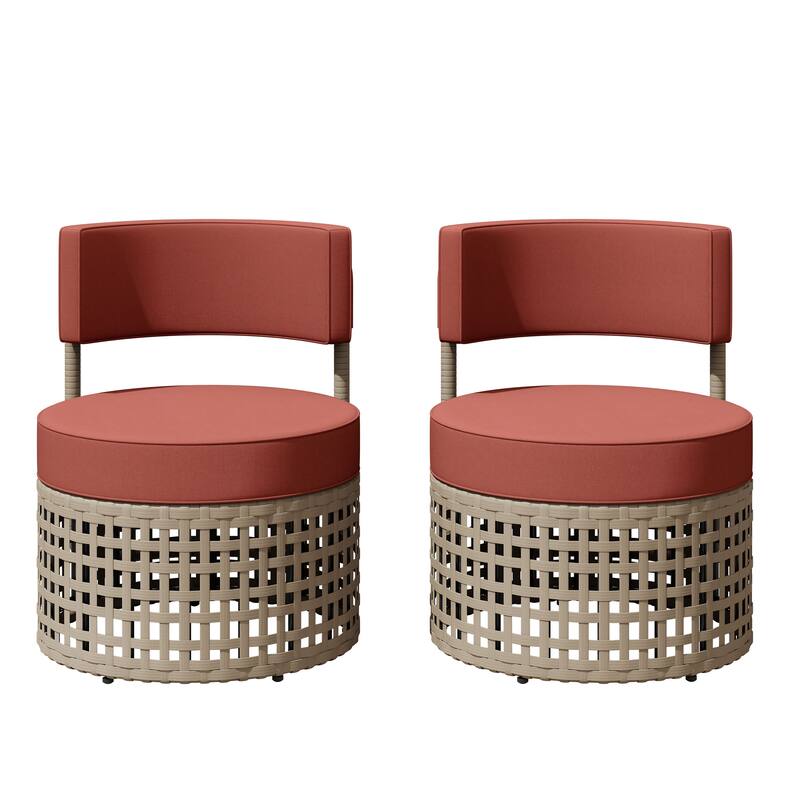 Corvus Donges 2-piece Patio Wicker Club Chairs with Sunbrella Cushions