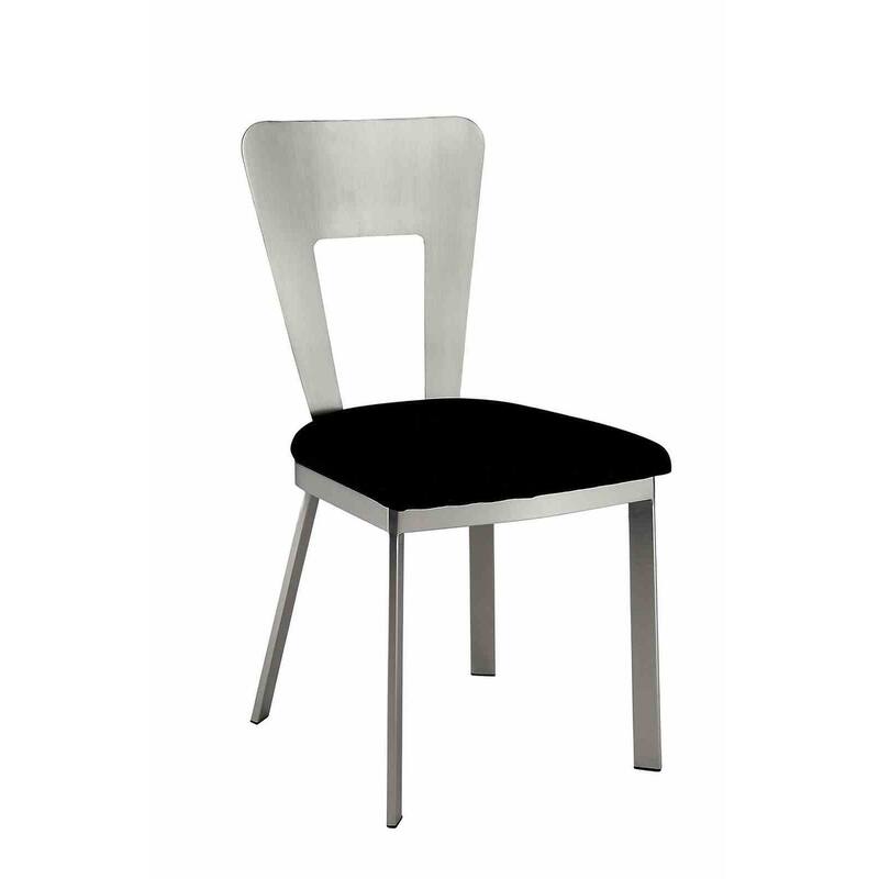 Silver Finish Keyhole Back Side Chairs Set Modern