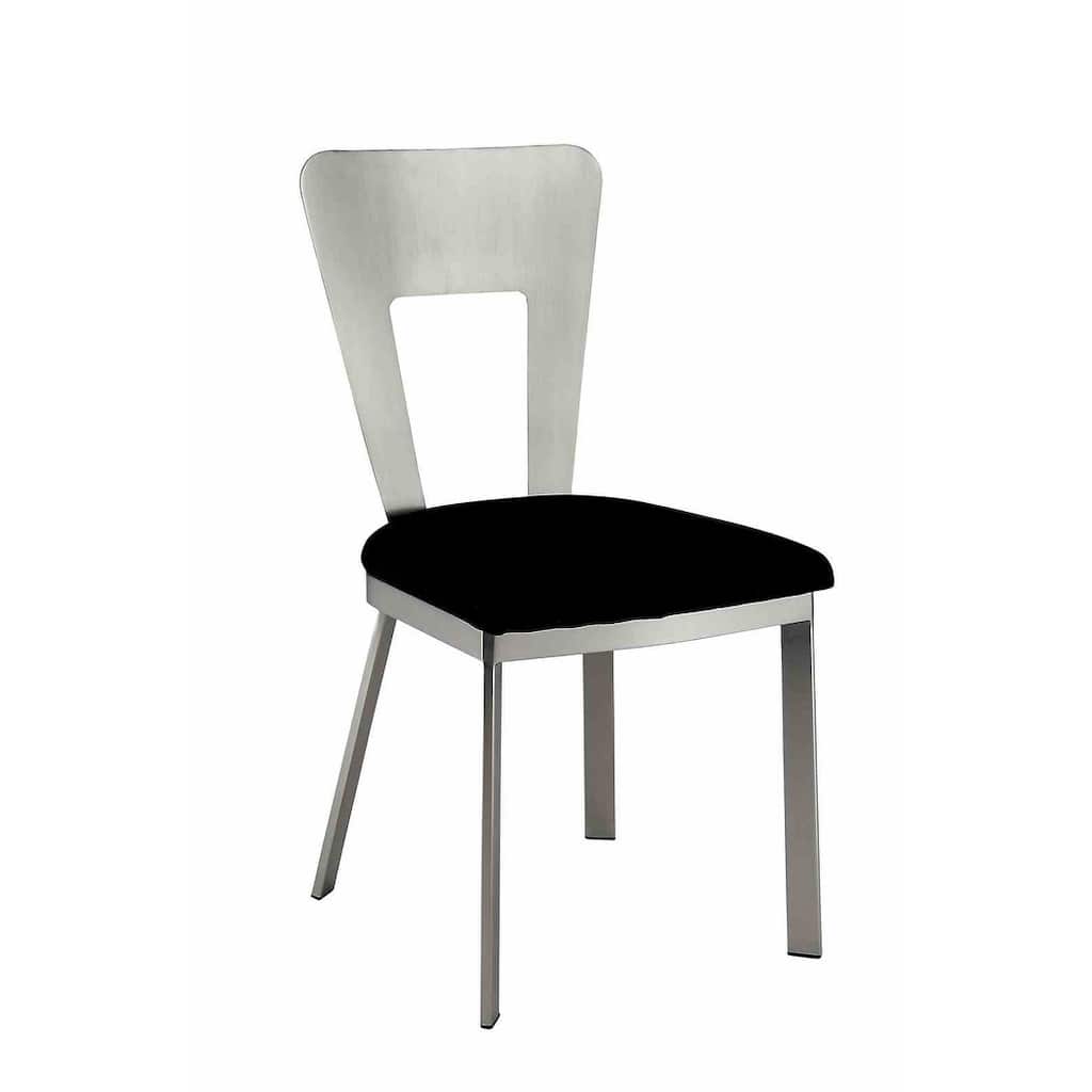 Silver Finish Keyhole Back Side Chairs Set Modern