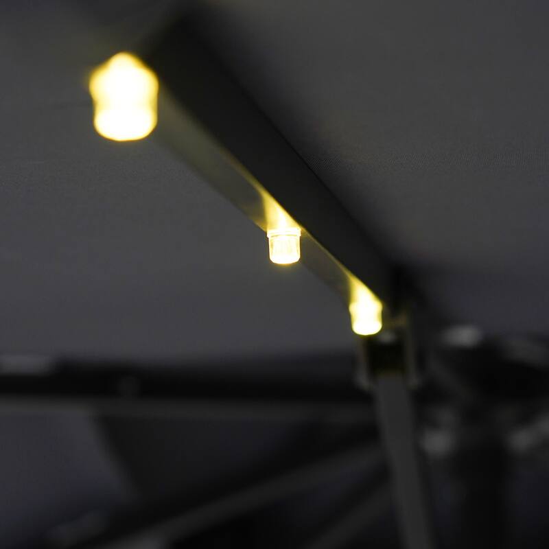Furniture of America Yetta 8-foot LED Lights Steel Cantilever Offset Tilt Square Roma Umbrella with Base