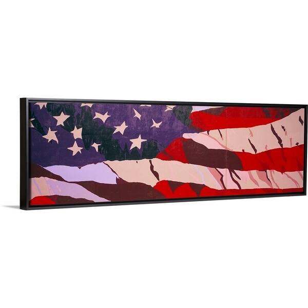Shop Hand Painted Mural American Flag Black Float Frame Canvas