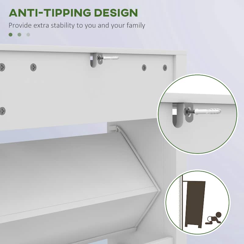 HOMCOM Shoe Cabinet, Freestanding Shoe Storage Cabinet Organizer with 2 Flip Drawers, Adjustable Shelves