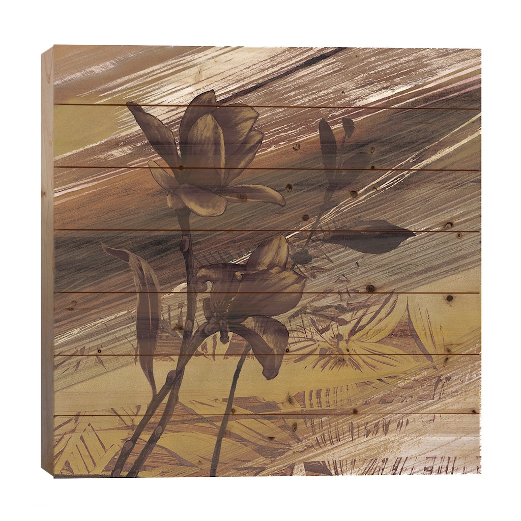 Fleurs d'or II Print On Wood by Anne Brochard - Multi-Color