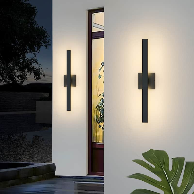 Black Aluminum LED Outdoor Wall Sconce Linear Wall Mounted Lights