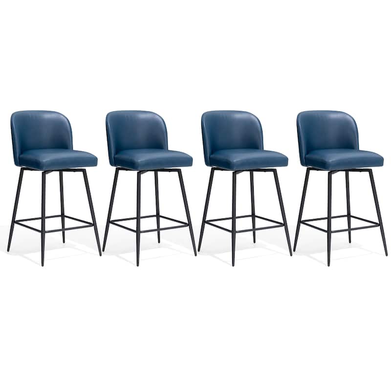 26.77" Counter Height Swivel Bar Stools with Backs and Metal Legs