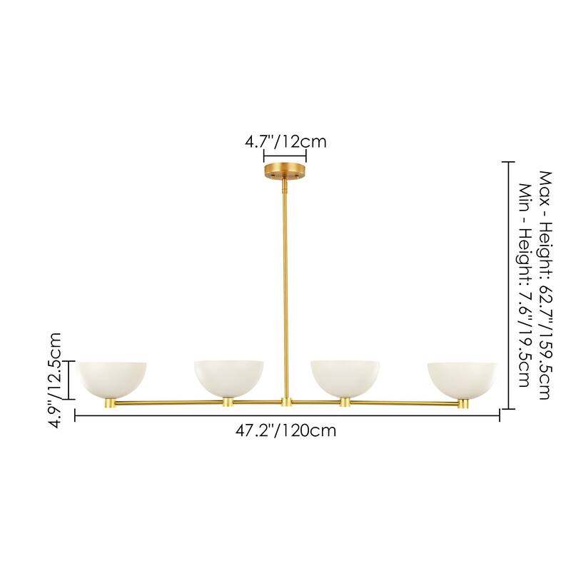 4-Light Modern Simple Bowl Design Linear Pendant Light for Kitchen Island