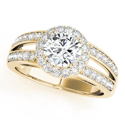 Auriya 14k Yellow Gold Lab Grown Round Diamond Halo Engagement Ring 0.50 to 5.00 ct. tw. (F-G VS)