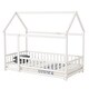 preview thumbnail 15 of 15, Twin Size Wooden House Floor Bed with Roof Frame, Safety Guardrails, Natural