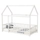 preview thumbnail 7 of 127, Wood Toddler House Bed with Roof Frame and Safety Guardrails Montessori Floor Bed without Slats No Door Houseshaped Platform Bed