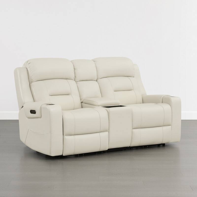 Spruce & Spring Genuine Leather Power Reclining Sofa with Wireless Charging