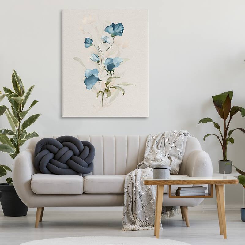 Stupell Blue Herb & Blossom Canvas Wall Art Design By Susan Jill