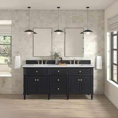 James Martin Vanities Lorelai 72" Double Vanity, Black Onyx