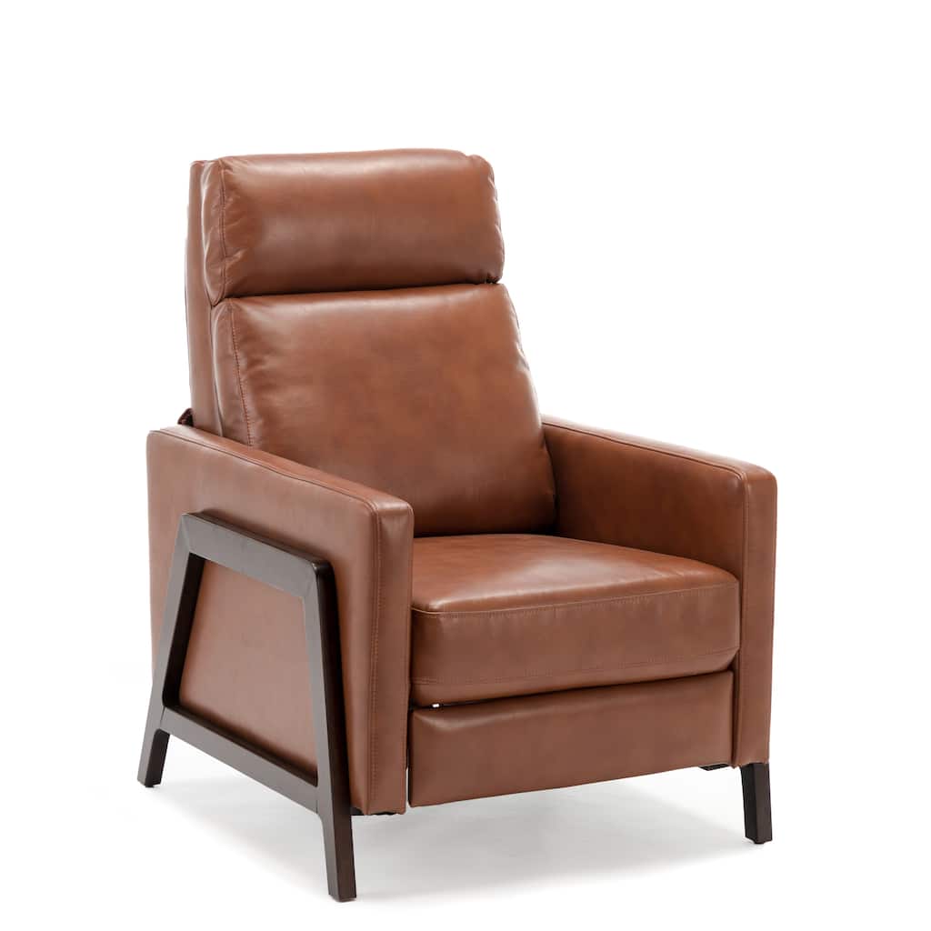 Brown Modern Upholstered Recliner with Solid Wood Frame