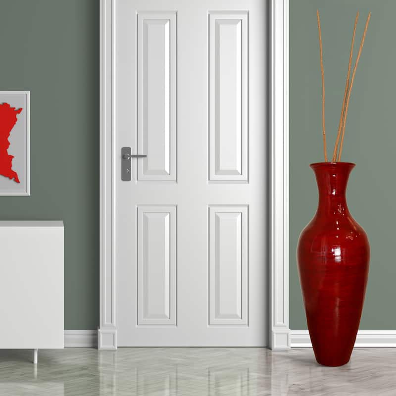 37" Tall Floor Vase, Modern Bamboo Flower holder for Living Room Entryway Classic Floor Decor for Home or Office