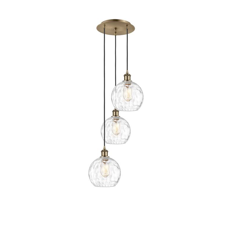 Innovations Lighting Athens Water Glass 3 Light 15" Multi-Pendant - Antique Brass