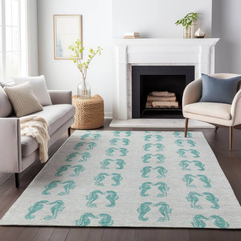 Premium Washable Super Soft Coastal Seahorse Mayfield Rug