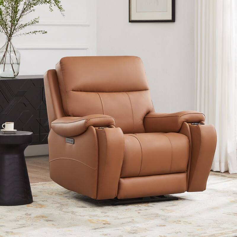 Spruce & Spring Gavin Power Genuine Leather Recliner Chair Zero-Gravity Recliner