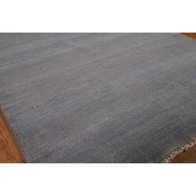 Gray Blue Gabbeh Oriental Foyer Rug Hand-Knotted Wool Carpet - 3'4"x 6'5"