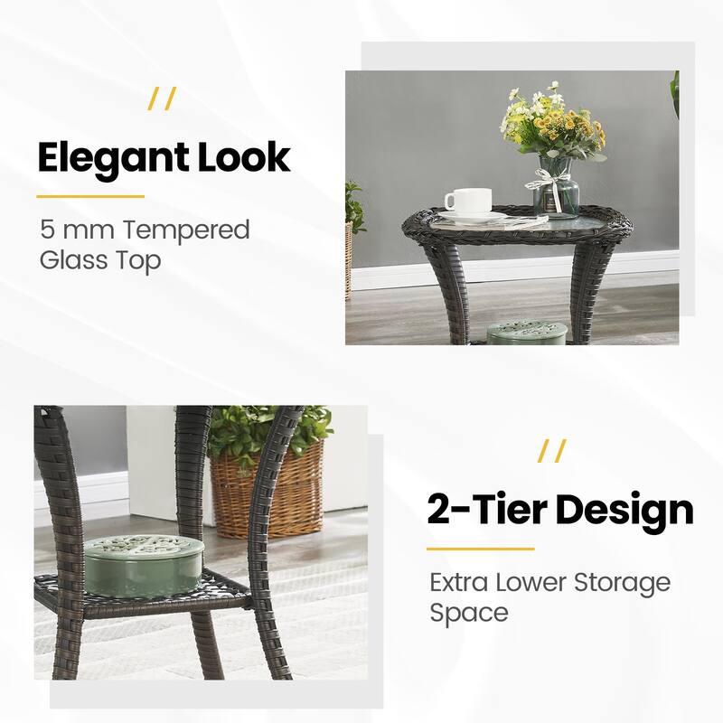 3 Pieces Outdoor Swivel Glider Rocker Chairs Table Set