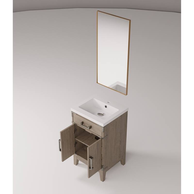20-inch Bathroom Vanity with Acrylic Top, Soft Close Cabinet, and 18" x 24" Mirror - Polished Surface