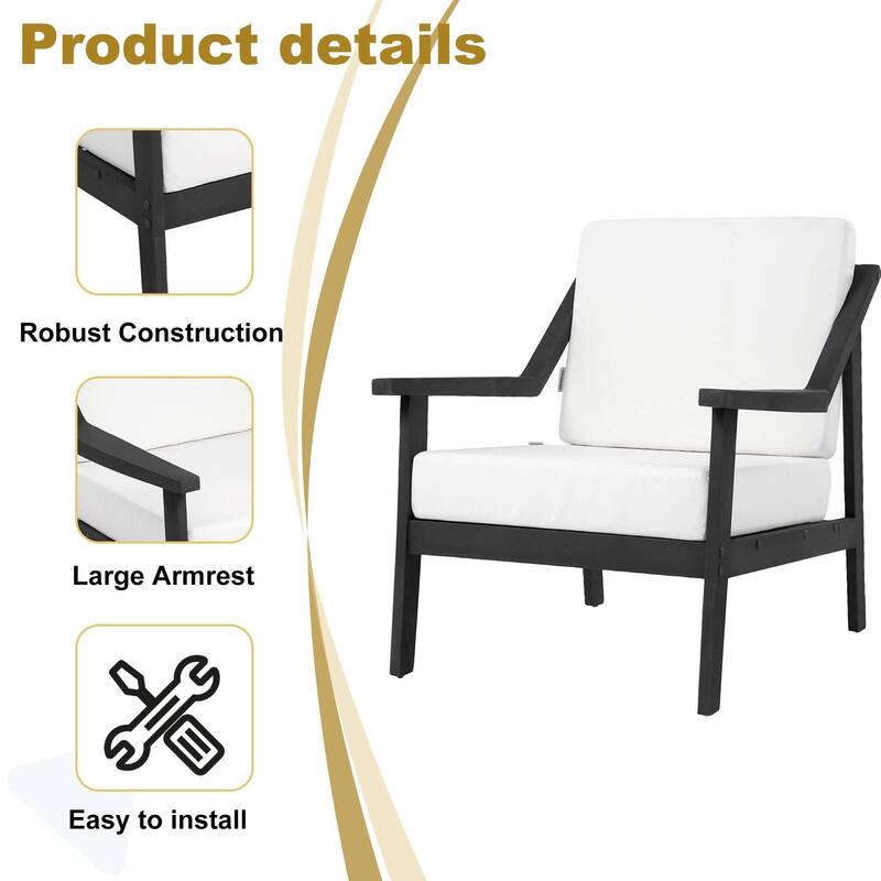 Outdoor Patio Club Chair Arm Lounge Cushion Chair (Set of 2)