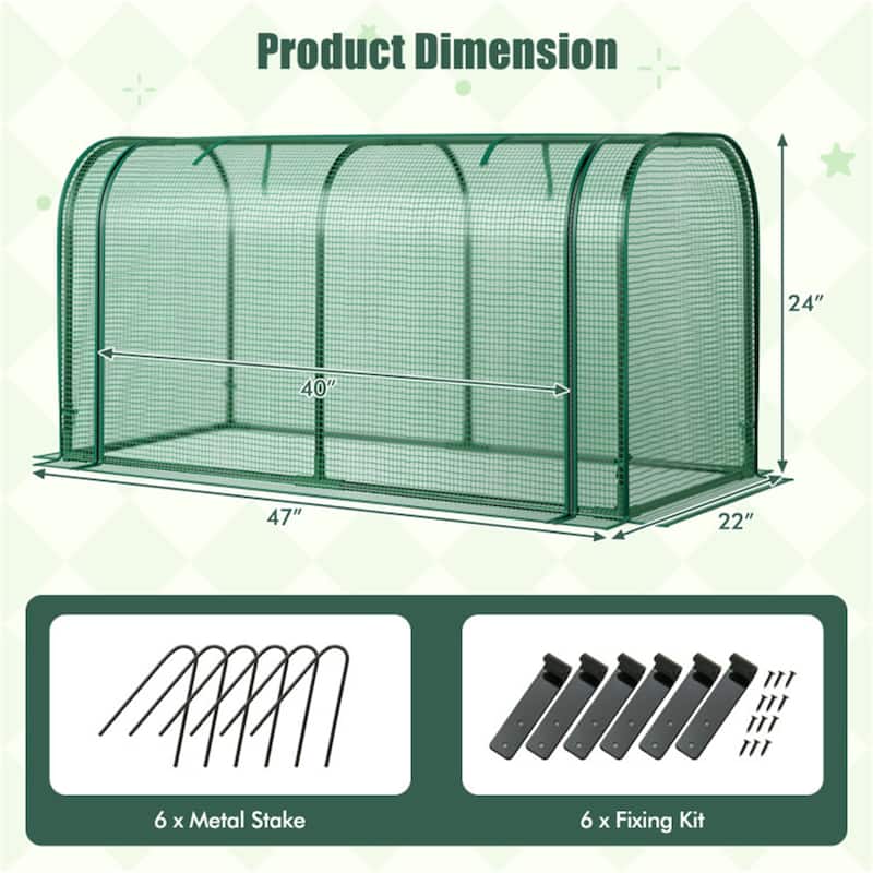 Portable Mini Greenhouse with PE Cover and Metal Frame for Outdoor Plants Sun and Rain Protection Easy Setup