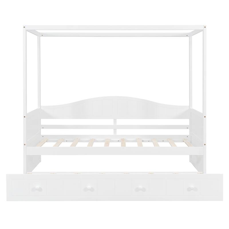 Twin Canopy Daybed with Trundle Bed, Space-Saving Design