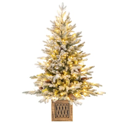 Gymax 4 FT Artificial Xmas Tree Flocked Christmas Tree w/ 231 PE PVC - See Details
