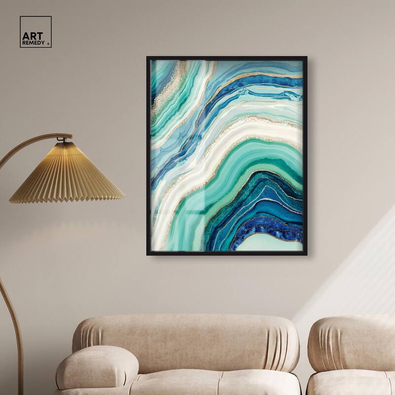 Blue Green Abstract Agate I Shadowbox by Art Remedy