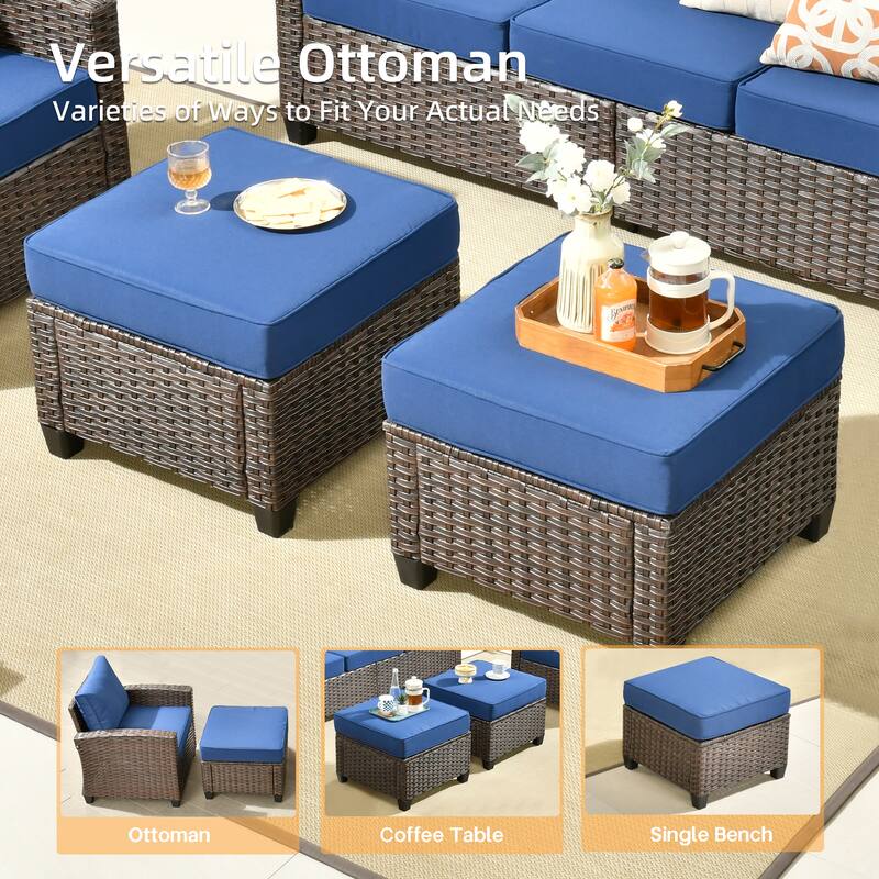 XIZZI 7-Piece Outdoor Wicker Conversation Set