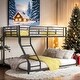 preview thumbnail 1 of 9, Industrial Modern Metal Floor Bunk Bed, Twin XL over Queen, Sturdy Construction & Safety Guaranteed, Black Black