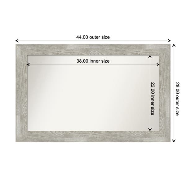 dimension image slide 100 of 113, Dove Greywash Framed Non-Beveled Custom Wall Mirror, Bathroom Vanity Mirror