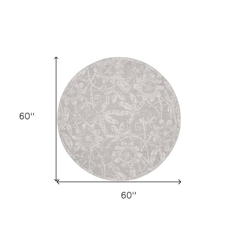 Power Loomed Distressed Geometric Floral Traditional Stain Resistant Area Rug - 60' X '60' X '0.39